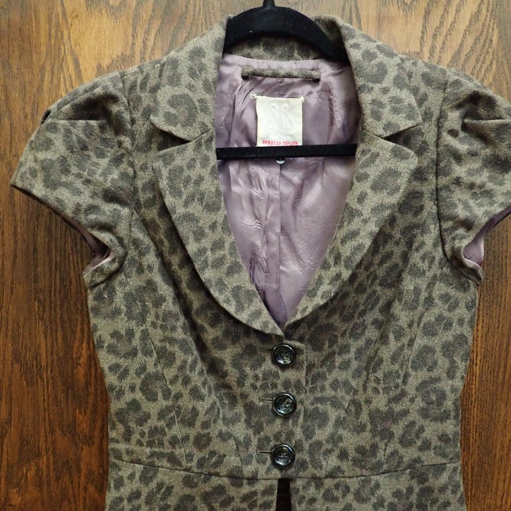 EUC Rebecca Taylor Lined Wool Short Sleeve Peplum Jacket US 8 $50
